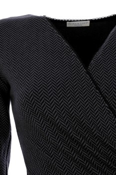 Wickelkleid, Fischgrät grau-schwarz, Biobaumwolle