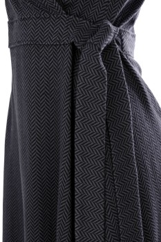 Wickelkleid, Fischgrät grau-schwarz, Biobaumwolle