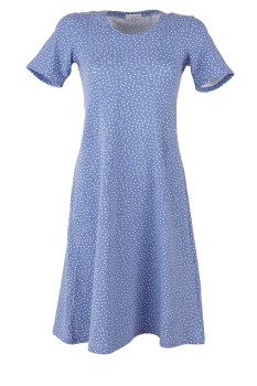 Leichtes Sommerkleid, Jeansblau mit weißen Punkten, Bio-Baumwolle