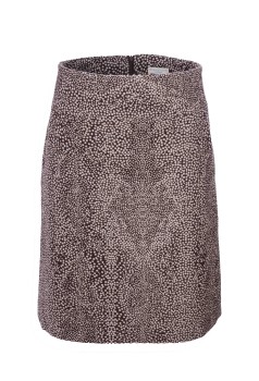 A-Linienrock, Braun mit hellen Dots, Wolle