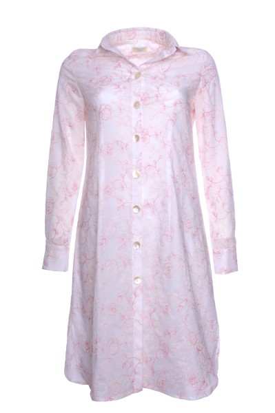 Hemdblusenkleid, bestickt, leichte Baumwolle, weiß
