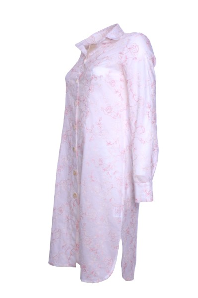 Hemdblusenkleid, bestickt, leichte Baumwolle, weiß