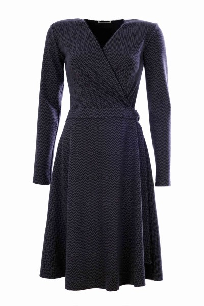 Wickelkleid, Fischgrät grau-schwarz, Biobaumwolle