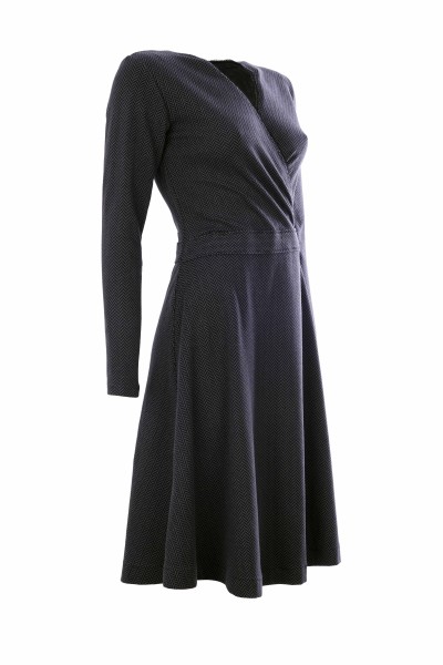 Wickelkleid, Fischgrät grau-schwarz, Biobaumwolle