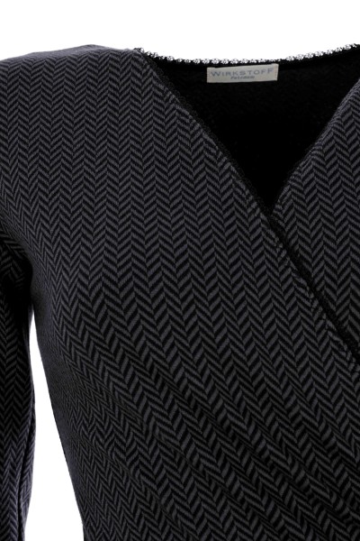 Wickelkleid, Fischgrät grau-schwarz, Biobaumwolle