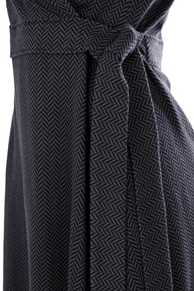 Wickelkleid, Fischgrät grau-schwarz, Biobaumwolle
