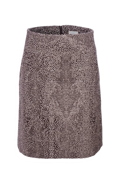A-Linienrock, Braun mit hellen Dots, Wolle