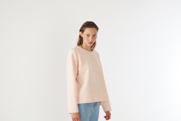 Kastenpulli, Steppsweat, apricot-melange