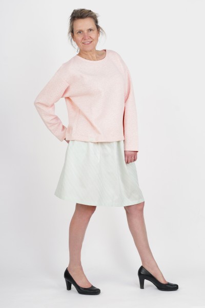Kastenpulli, Steppsweat, apricot-melange rosa